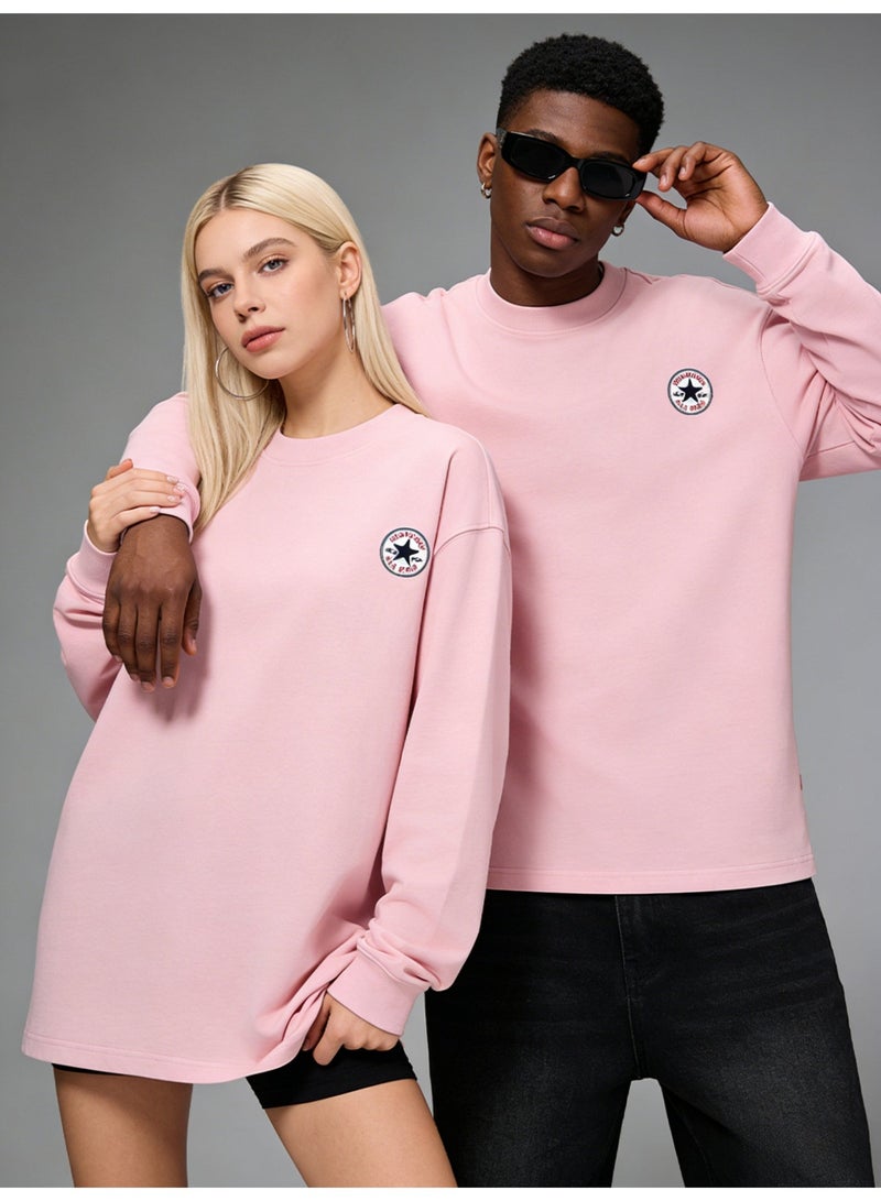 CONVERSE loose casual long-sleeved round neck T-shirt-suitable for both men and women, cotton sports shirt with logo, casual and fashionable street clothes in China. - Image 1